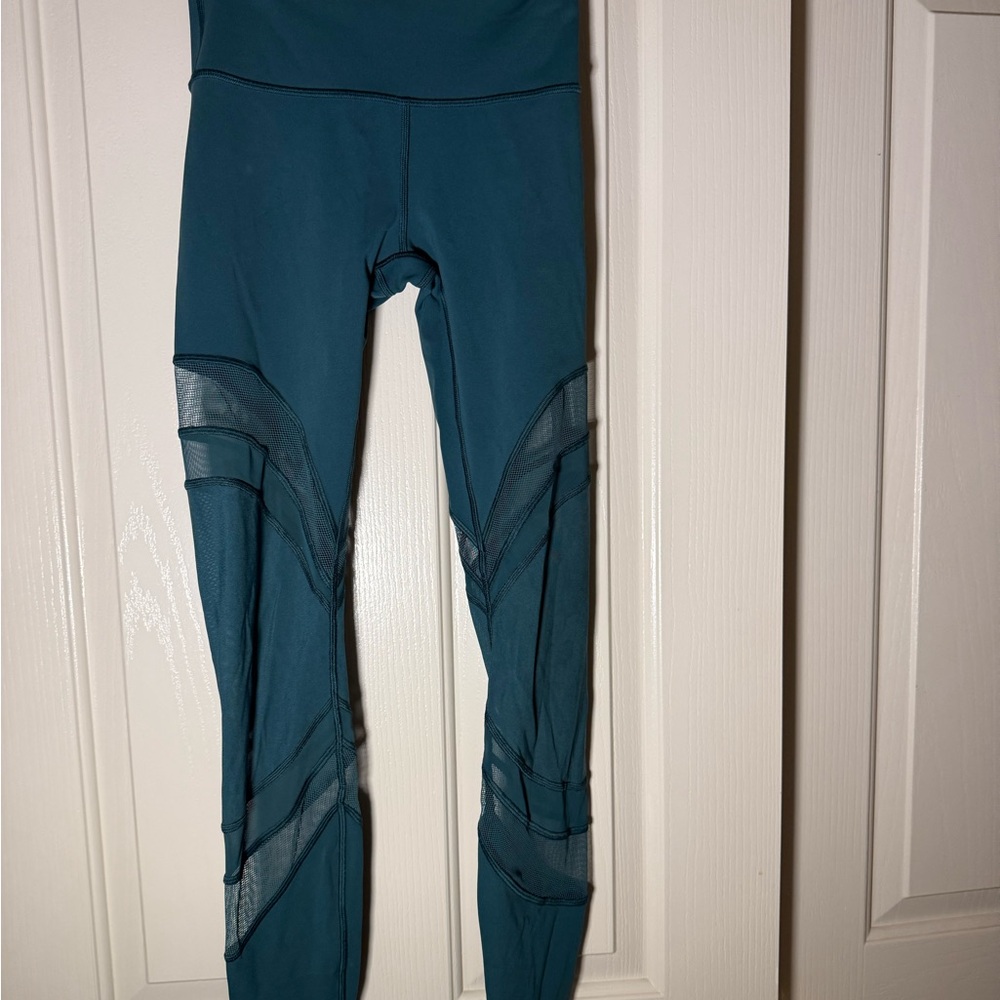 Lululemon Seek The Heat Tight 28" Leggings Green Mesh Leggings 6